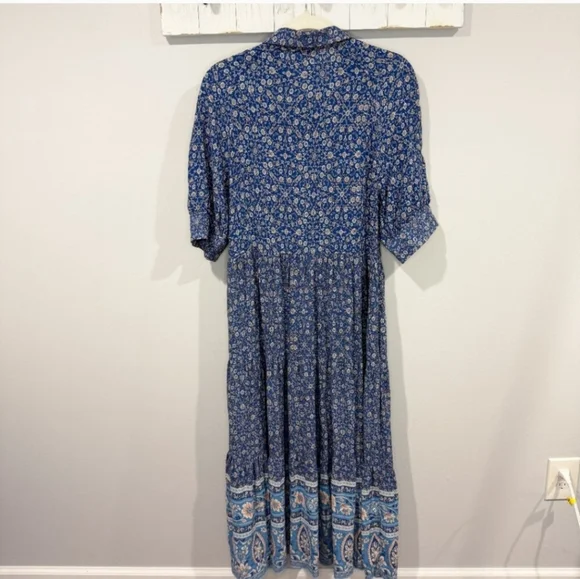 Natural Life Rebecca Midi Dress Blue Boho Cottagecore Style | Size M - Picture 3 of 7